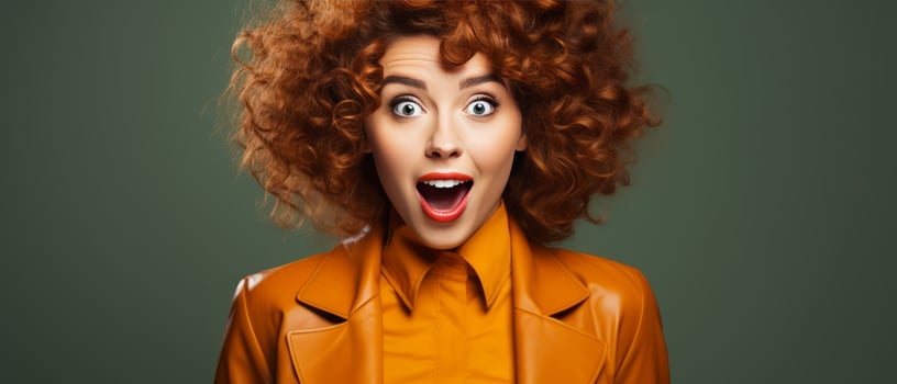 AI generated a woman with curly hair looking surprised photo