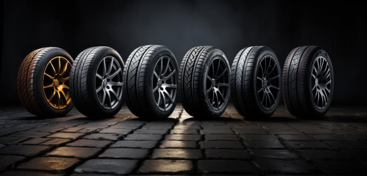AI generated some set tire with background that includes dark scene photo