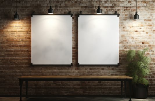 AI generated two banner stands in a room in the background photo