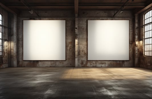 AI generated two banner stands in a room in the background photo