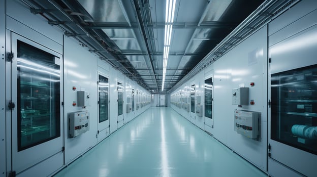 AI generated Generative AI, Temperature-controlled refrigerated storage, cold warehouse, commercial refrigeration equipment photo