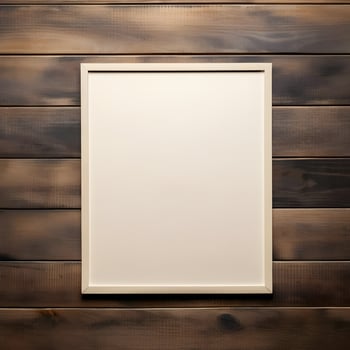 AI generated Blank frame canvas mockup format dark wooden background. High-resolution. AI Generative photo