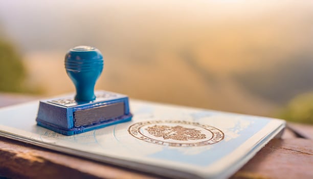 AI generated Stamp on the passport for travel photo