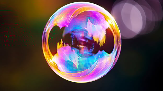AI generated realistic soap bubble with beautiful bokeh photo