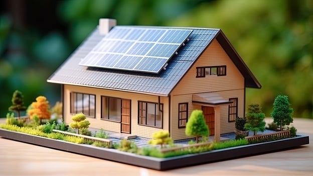 AI generated Modern eco friendly model house photo