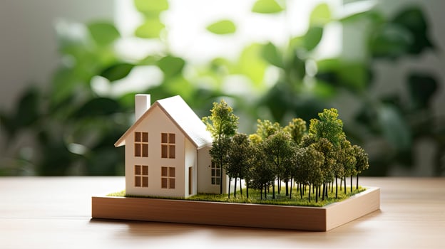 AI generated Modern eco friendly model house photo