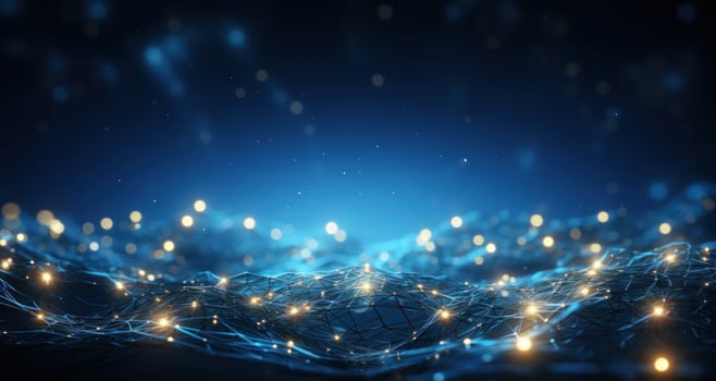 AI generated a blue background of a complex network of stars and dots photo