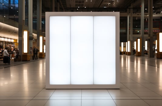 AI generated a giant white pillar in a store mall photo