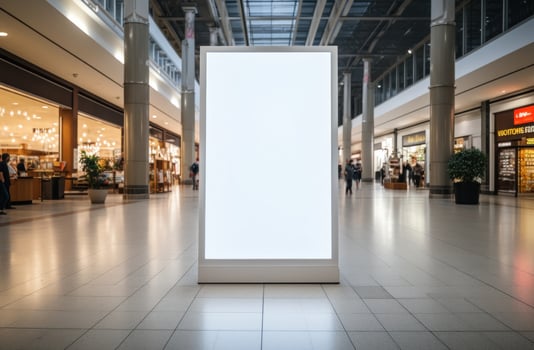 AI generated a standing poster display in a shopping mall photo