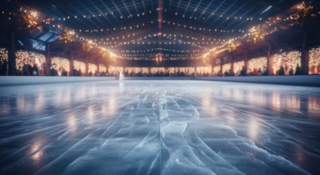 AI generated ice rink in night, blurred ligh photo