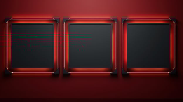 AI generated Generative AI, Movie poster cinema mockup on the wall, blank template photo