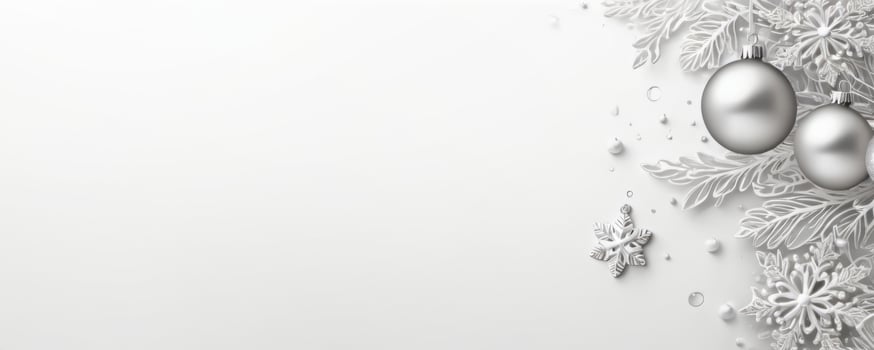 AI Generated Silver Ornaments in Winter Design photo