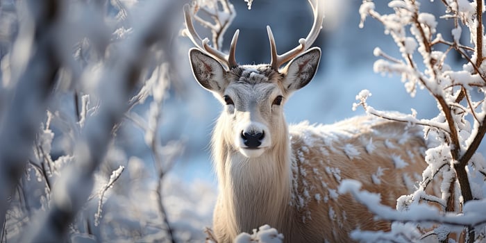 AI generated deer in winter season photo