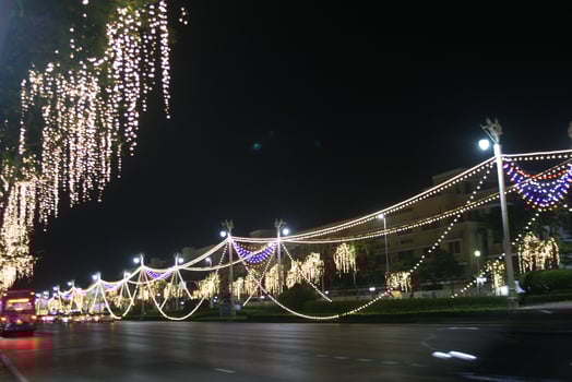 New Year's decorations, lights and architecture in Bangkok, Thailand photo