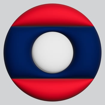 3D Flag of Laos on circle photo