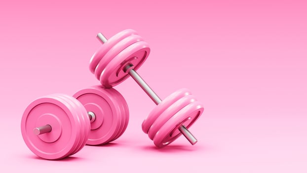 Isolated Dumbbell Concept. Fitness Equipment for Gym Workout, Strength Training, Bodybuilding, and Powerlifting photo