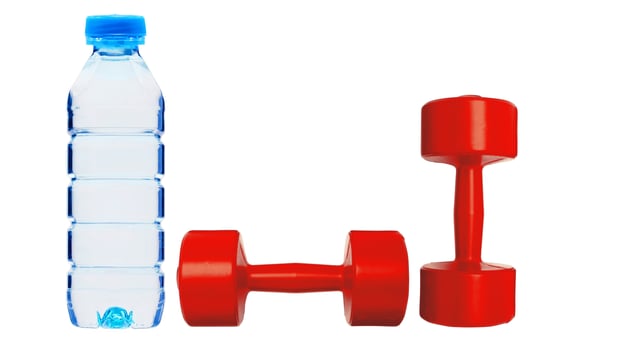 Isolated Dumbbell Concept. Fitness Equipment for Gym Workout, Strength Training, Bodybuilding, and Powerlifting photo