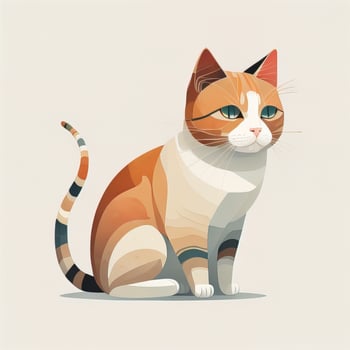 AI generated Vector illustration of a cute red cat sitting on a white background. generative ai photo