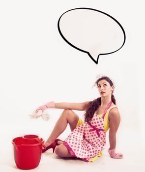 pretty housemaid dreaming something beautiful photo