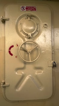 The porthole of the porthole in the ship's cabin photo