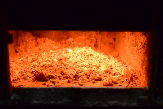 Hot coals in the stove photo