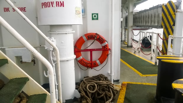 Means of helping the drowning. Lifebuoy. The ship's equipment to help the wrecked wreck photo