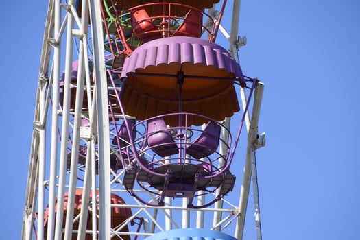 Ferris wheel. Ferris wheel in the city park. Seats for passengers on the ferris wheel photo