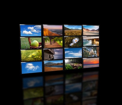 TV screens closeup photo