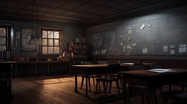 AI generated vintage bar interior with a wooden floor photo