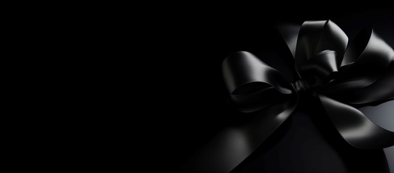 AI generated Black gift knot banner. Generate ai photo