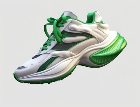 AI generated white green sneakers on transparent background photo