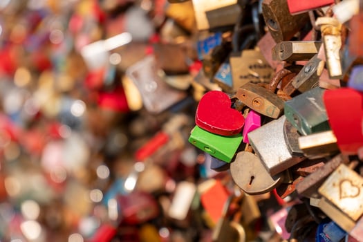 Many locks hang on the Hohenzollern bridge photo