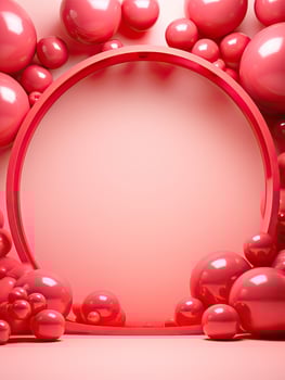 AI generated Pink circle rounded with pink balloon AI Generative photo