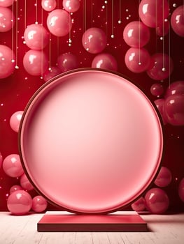 AI generated Pink circle rounded with pink balloon AI Generative photo