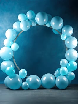 AI generated Portrait blue balloon with gold circle AI Generative photo