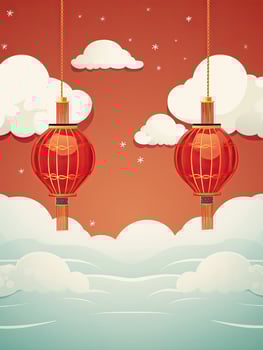 AI generated Portrait Chinese lantern with clouds AI Generative photo