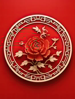 AI generated Red peony flower with Chinese element AI Generative photo
