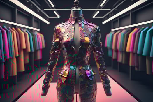 AI generated Futuristic fashion mannequin in the store. ai generative photo