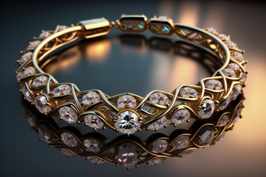 AI generated Jewelry Bracelet with diamonds on a black background. generative ai photo