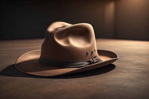 AI generated Cowboy hat on a wooden table. ai generative photo