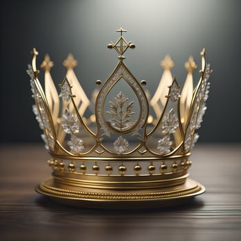 AI generated low key image of beautiful golden queen, king crown. ai generative photo