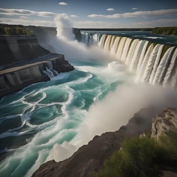 AI generated Niagara Falls is the largest series of waterfalls on the world. generative ai photo