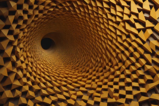 AI generated abstract geometric background with hexagon shapes in tunnel. generative ai photo