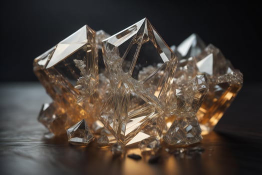 AI generated crystal on a black background, close-up, macro photo. generative ai photo