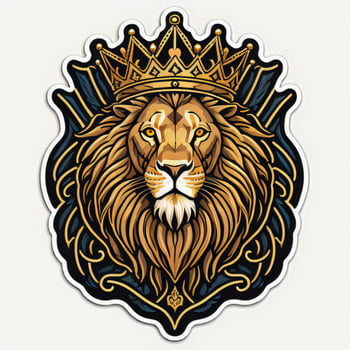 AI generated Lion head in crown. King of the jungle. Vector illustration. generative ai photo