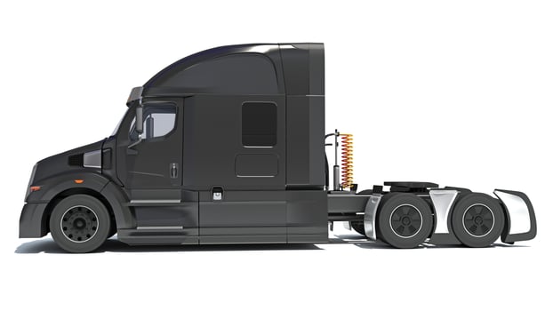 Semi Truck 3D rendering on white background photo