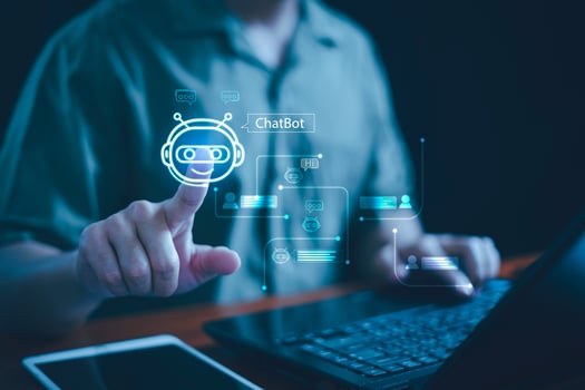 Chat AI concept, Artificial Intelligence, Chatbot, Business use technology smart robot AI Enter command prompt for generate, Futuristic technology transformation, AI service help customer, Assistant. photo