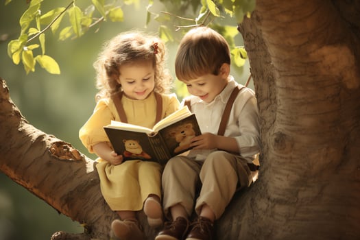 AI generated Adorable Reader Child Bookworm's Charm photo