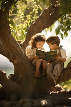 AI generated Adorable Reader Child Bookworm's Charm photo