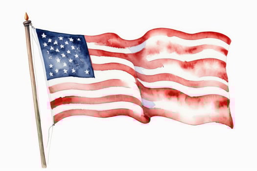 hand drawn watercolor usa flag white background photo